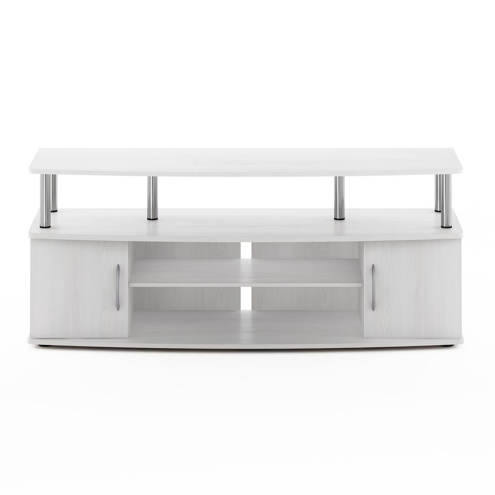Furinno JAYA Large Entertainment Center Hold up to 55-IN TV, White Oak, Stainless Steel Tubes. Picture 3