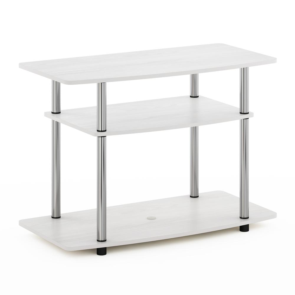 Furinno Turn-N-Tube No Tools 3-Tier TV Stands, White Oak/Chrome. Picture 1