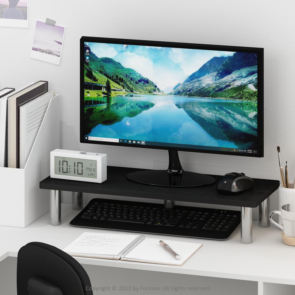 Furinno Turn-N-Tube Monitor Riser Stand, Americano, Stainless Steel Tubes. Picture 6