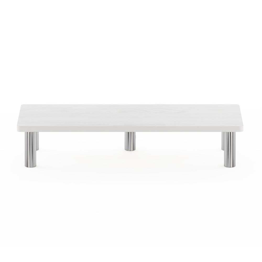 Furinno Turn-N-Tube Monitor Riser Stand, White Oak, Stainless Steel Tubes. Picture 3