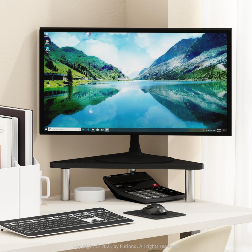 Furinno Turn-N-Tube Corner Monitor Riser Stand, Americano, Stainless Steel Tubes. Picture 7