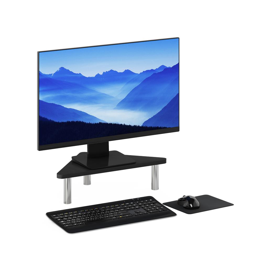 Furinno Turn-N-Tube Corner Monitor Riser Stand, Americano, Stainless Steel Tubes. Picture 5