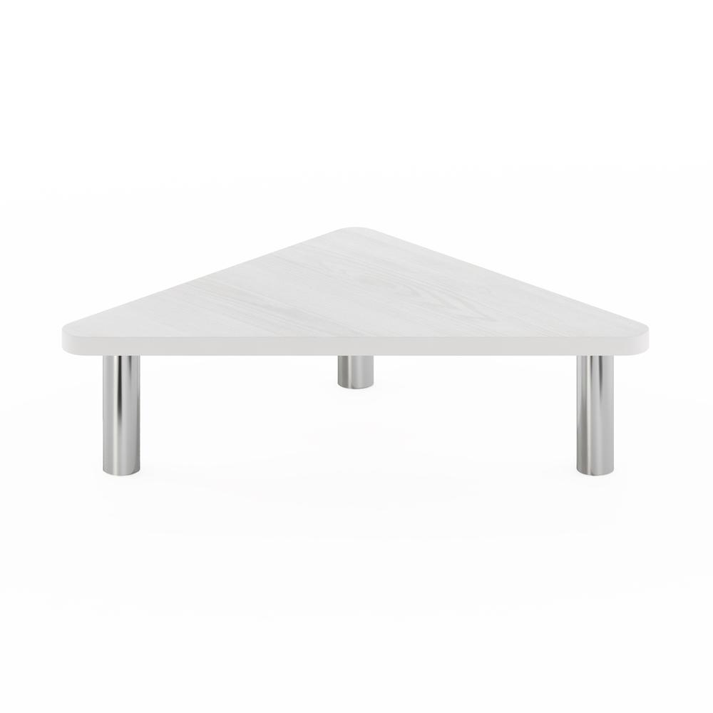 Furinno Turn-N-Tube Corner Monitor Riser Stand, White Oak, Stainless Steel Tubes. Picture 3