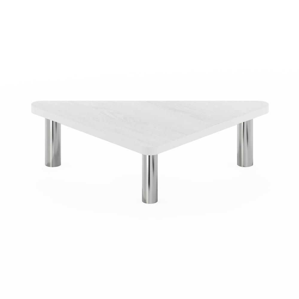 Furinno Turn-N-Tube Corner Monitor Riser Stand, White Oak, Stainless Steel Tubes. Picture 4