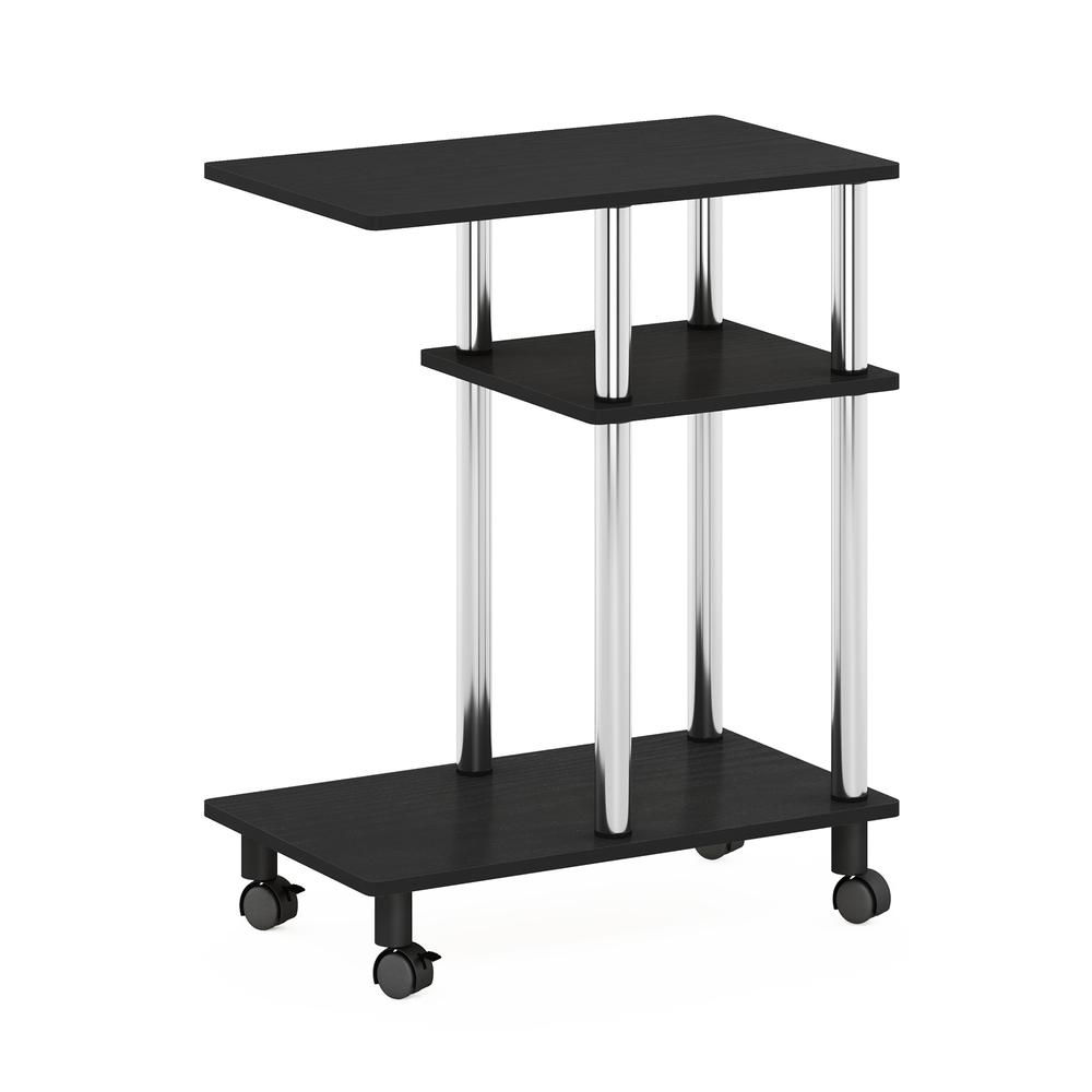 Furinno Turn-N-Tube U Shape Sofa Side Table with Casters, Americano, Stainless Steel Tubes. Picture 1