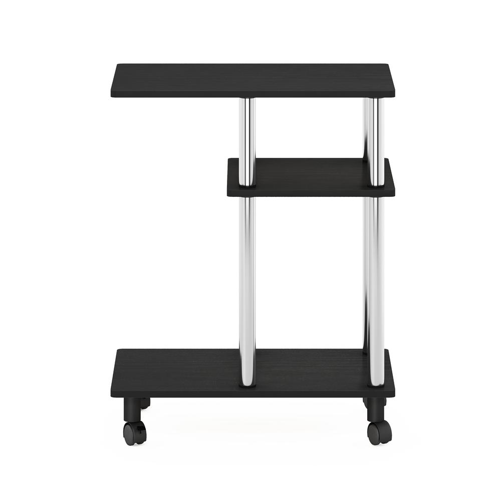 Furinno Turn-N-Tube U Shape Sofa Side Table with Casters, Americano, Stainless Steel Tubes. Picture 3