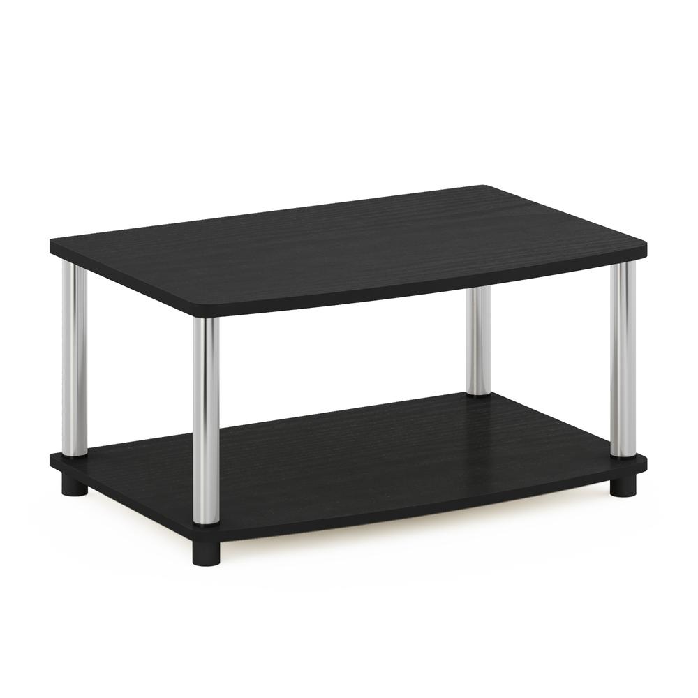 Furinno Turn-N-Tube No Tools 2-Tier Elevated TV Stands, Americano/Chrome. Picture 1