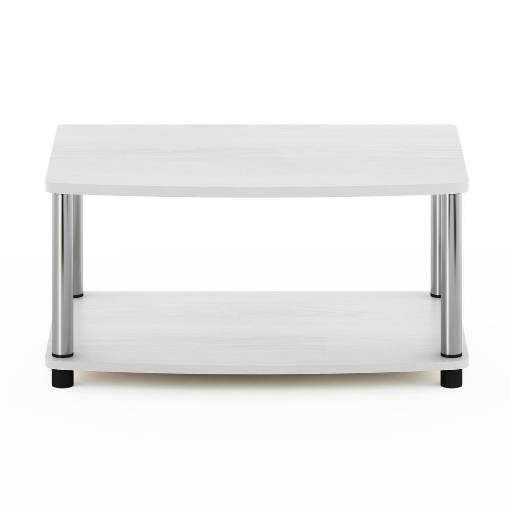 Furinno Turn-N-Tube No Tools 2-Tier Elevated TV Stands, White Oak/Chrome. Picture 3