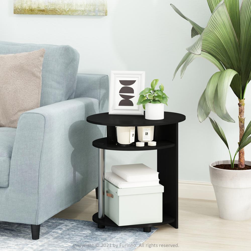 Furinno JAYA Simple Design Oval End Table, Americano, Stainless Steel Tubes. Picture 6