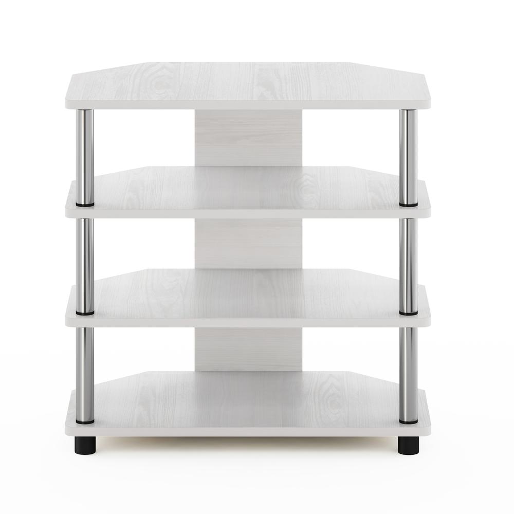 Furinno Econ Easy Assembly 4-Tier Petite TV Stand, White Oak/Chrome. Picture 3