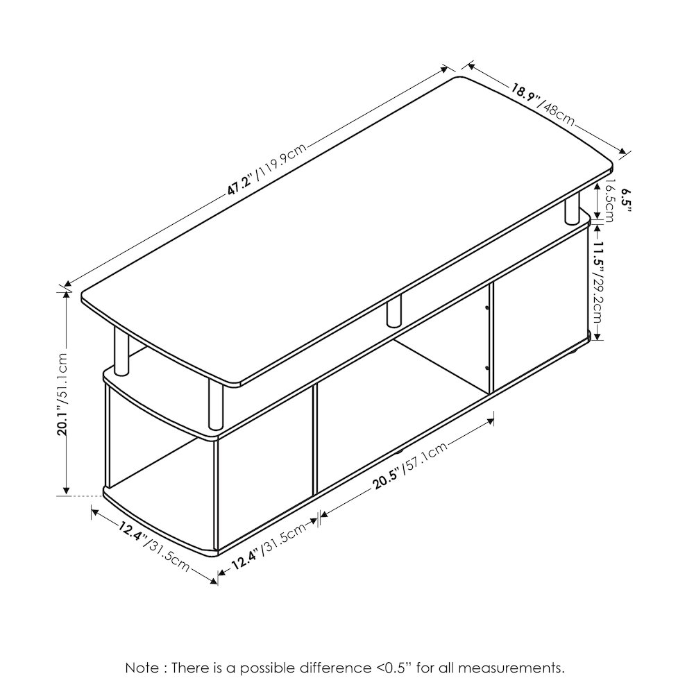 TV Stand for TV up to 50 Inch with Open Shelves, TV Console, Dark Americano. Picture 5