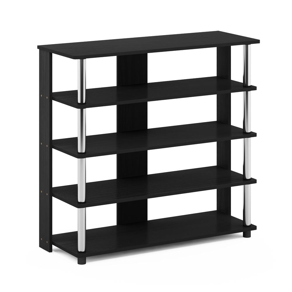 Furinno Turn-N-Tube 5 Tier Wide Shoe Rack, Americano, Stainless Steel Tubes. Picture 1