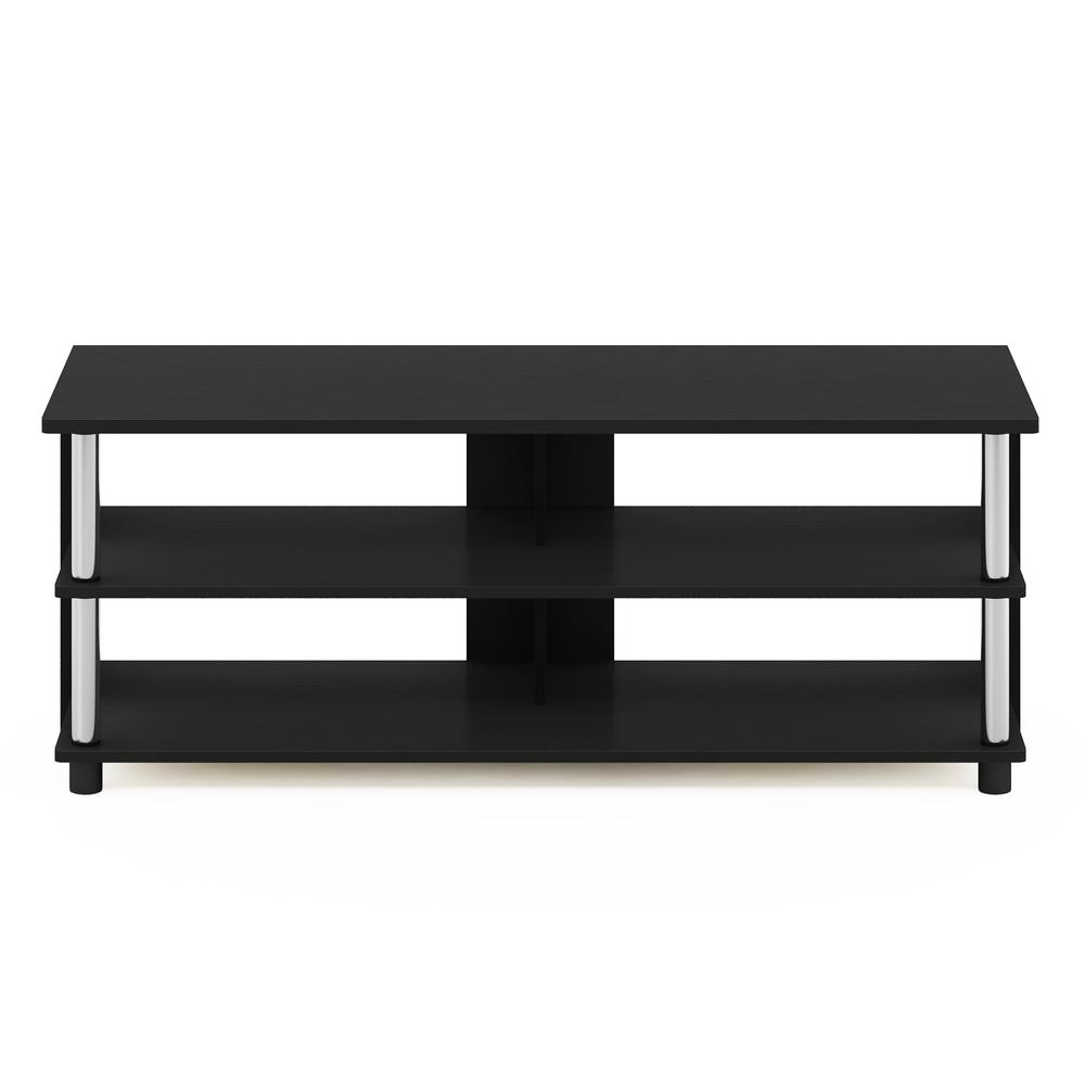 Furinno Sully 3-Tier TV Stand for TV up to 48, Americano, Stainless Steel Tubes. Picture 3