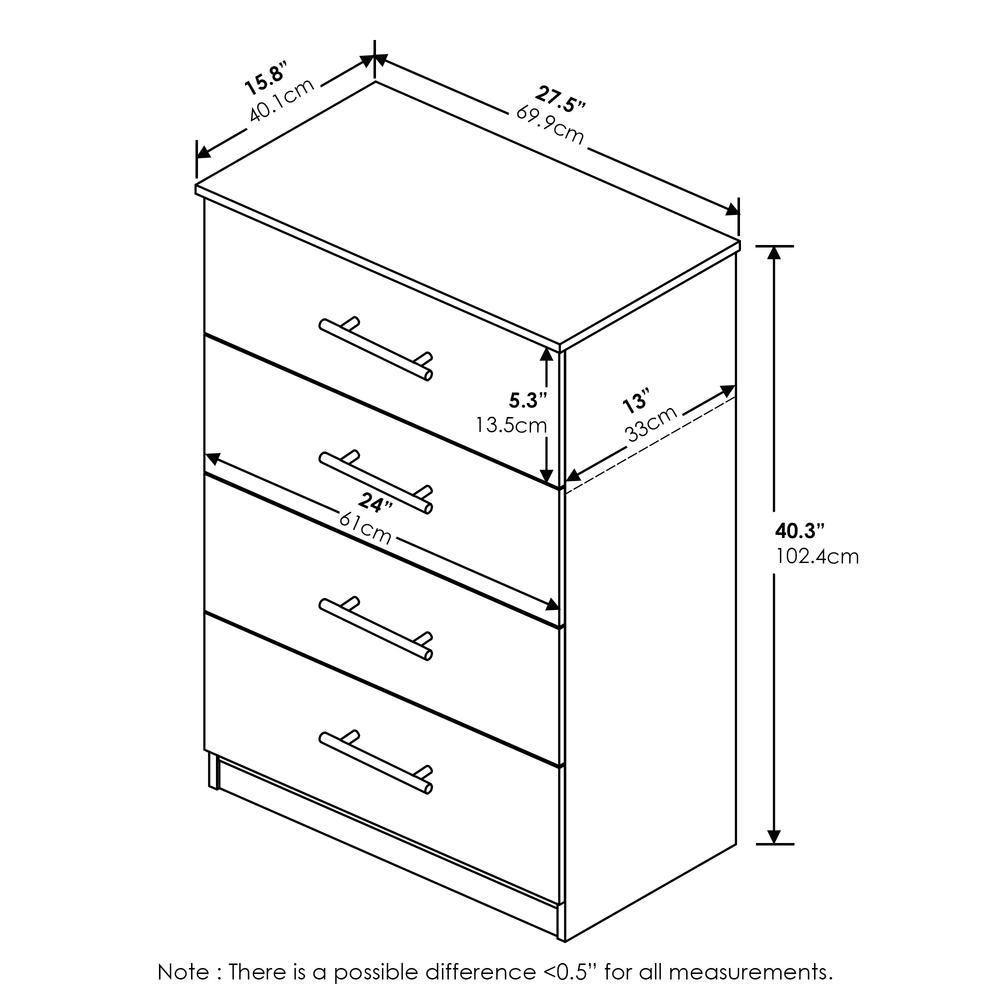 Furinno Tidur Simple Design 4-Drawer Dresser with Handle, Americano. Picture 2