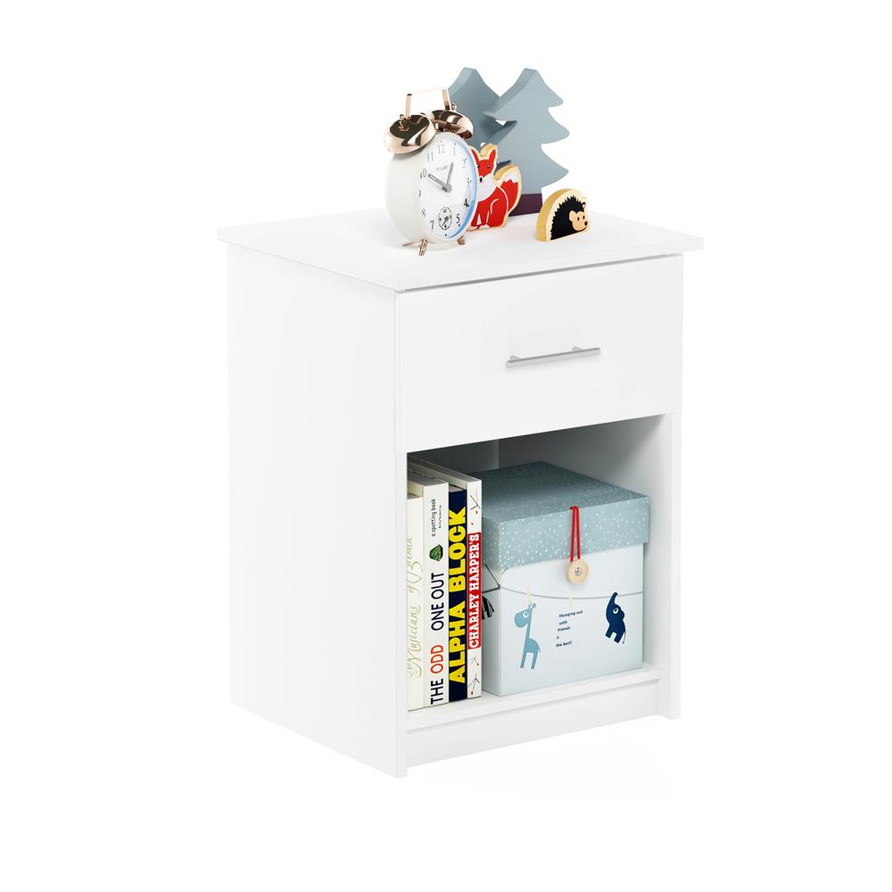 Furinno Tidur Nightstand with Handle with One Drawer, Solid White. Picture 4