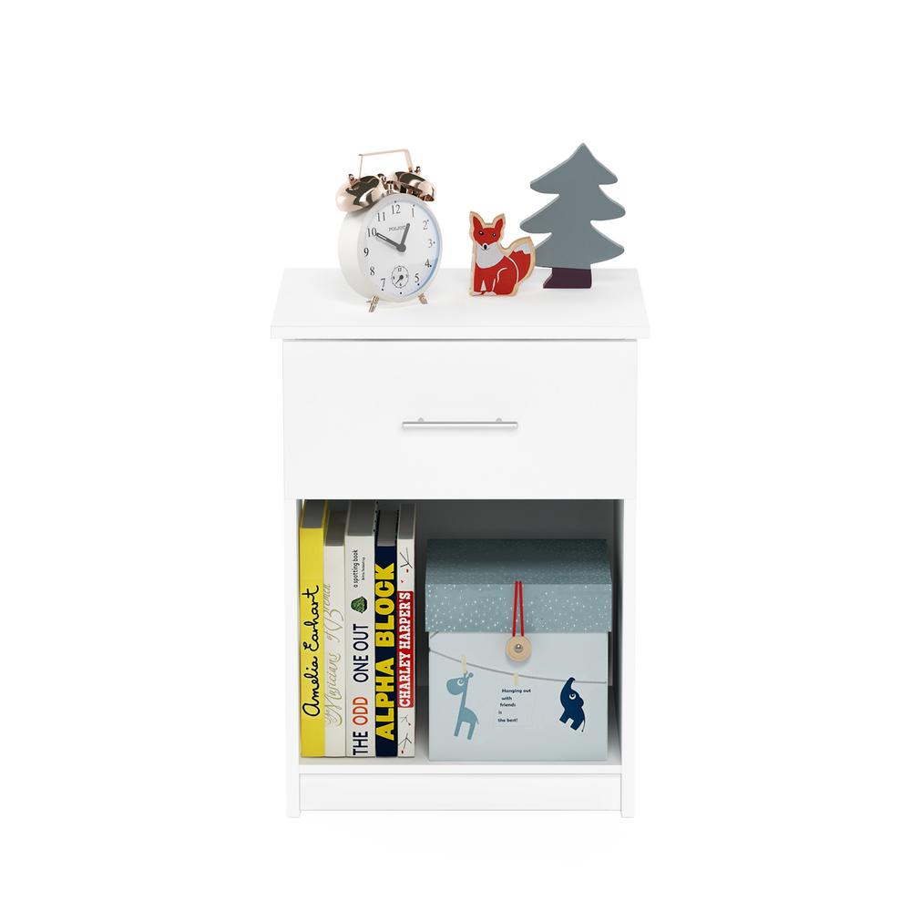 Furinno Tidur Nightstand with Handle with One Drawer, Solid White. Picture 5