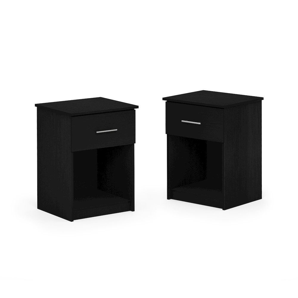Set of 2 Nightstand with Drawer and Open Shelf, Dark Americano. Picture 5