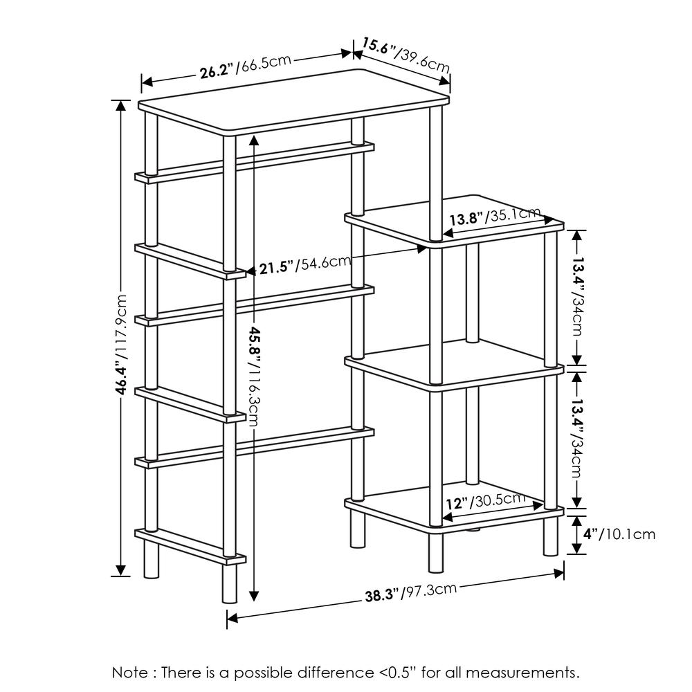 Furinno Turn-N-Tube Toolless Kitchen Storage Shelf Tall, Americano/Black. Picture 2