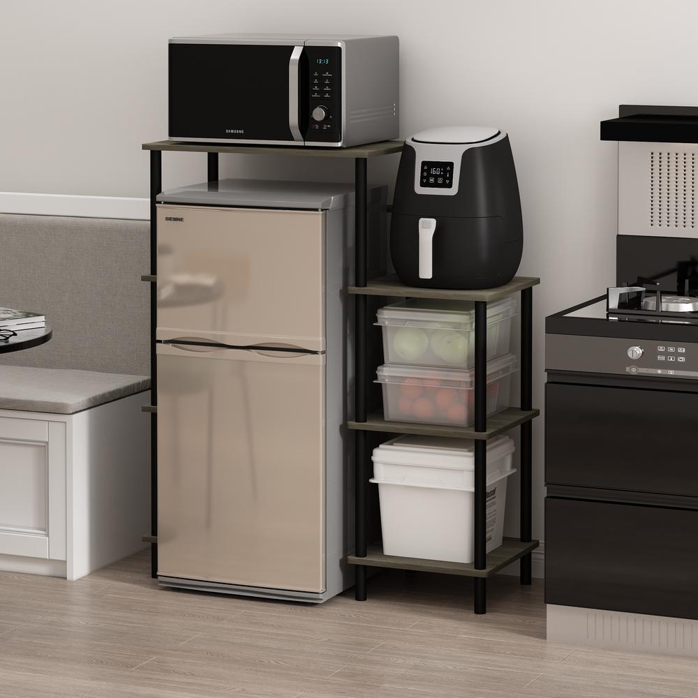 Furinno Turn-N-Tube Toolless Kitchen Storage Shelf Tall, French Oak Grey/Black. Picture 6