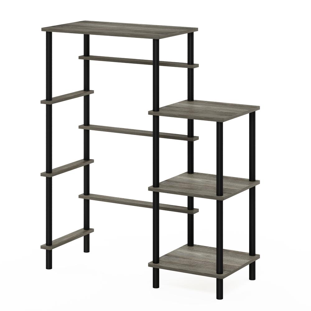 Furinno Turn-N-Tube Toolless Kitchen Storage Shelf Tall, French Oak Grey/Black. Picture 1