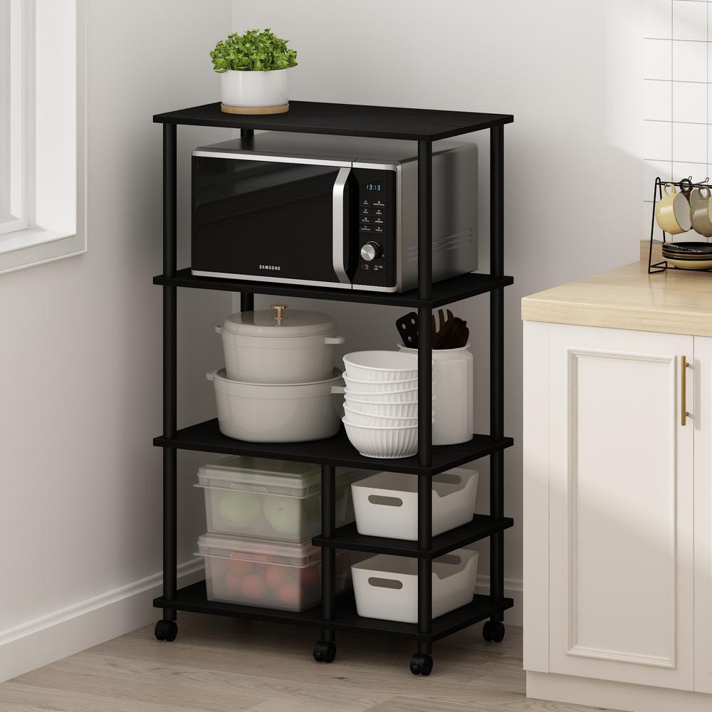 Furinno Turn-N-Tube 4-Tier Toolless Kitchen Storage Shelf Cart, Americano/Black. Picture 6