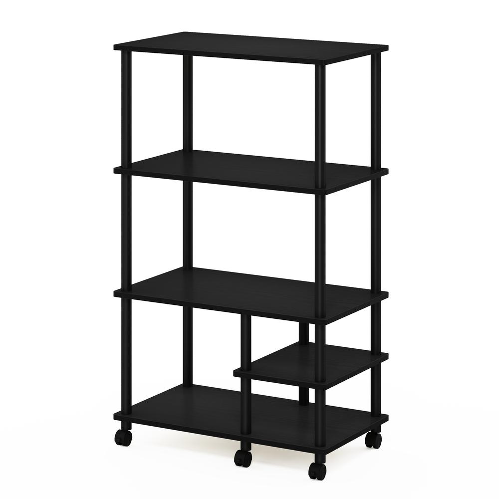 Furinno Turn-N-Tube 4-Tier Toolless Kitchen Storage Shelf Cart, Americano/Black. Picture 1