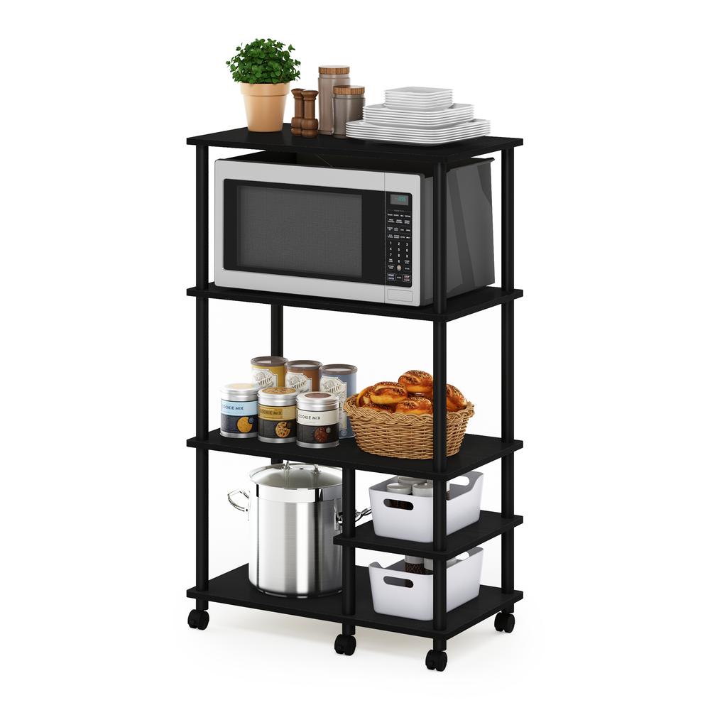 Furinno Turn-N-Tube 4-Tier Toolless Kitchen Storage Shelf Cart, Americano/Black. Picture 4