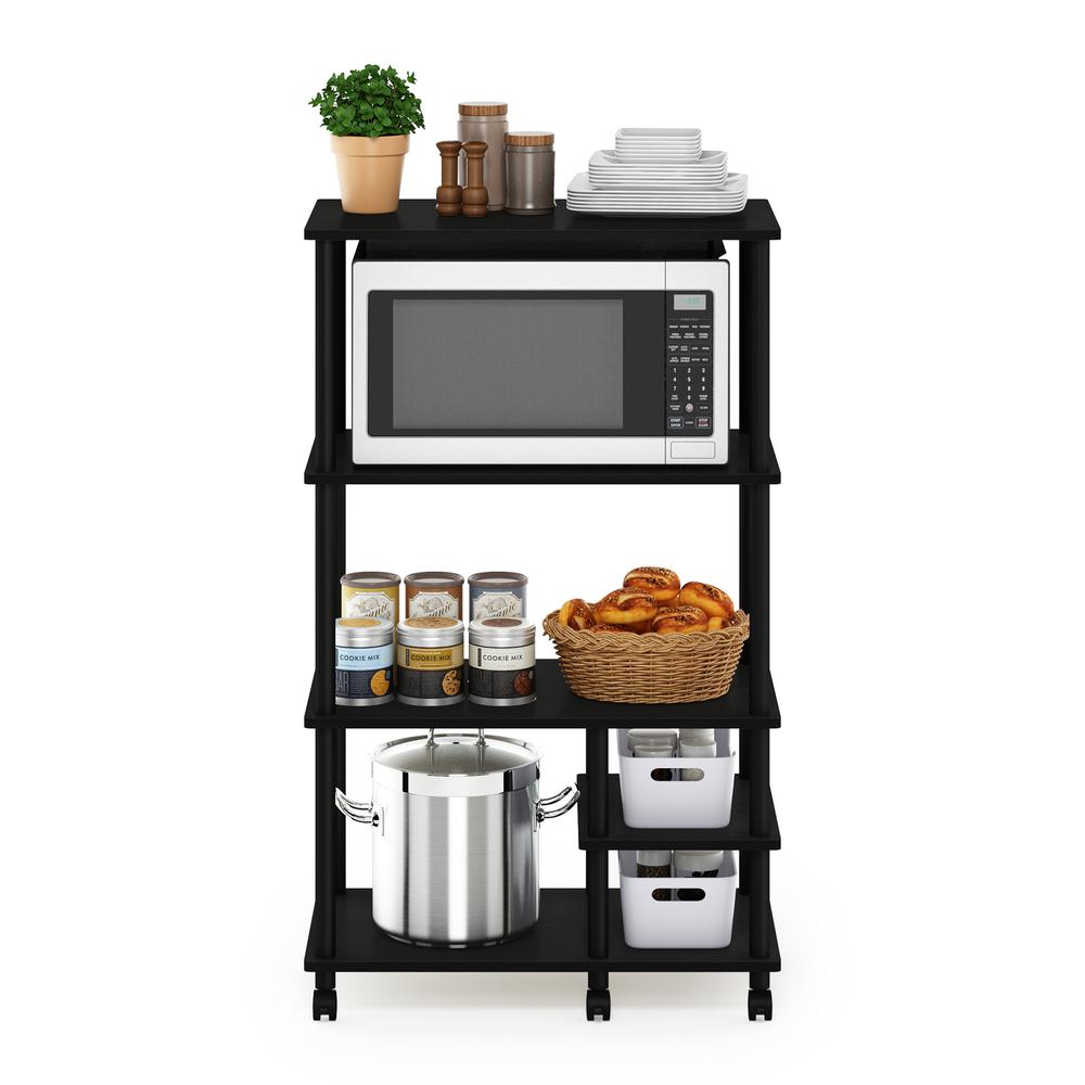 Furinno Turn-N-Tube 4-Tier Toolless Kitchen Storage Shelf Cart, Americano/Black. Picture 5
