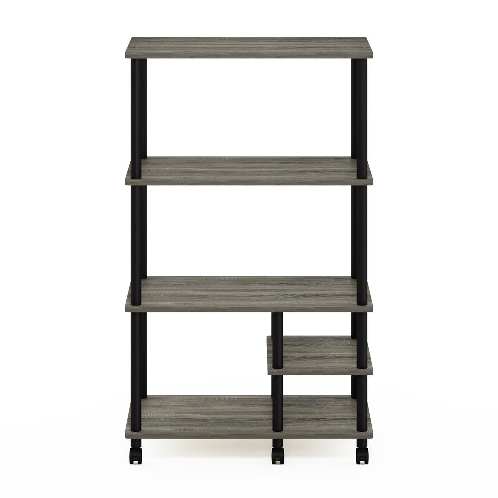 Furinno Turn-N-Tube 4-Tier Toolless Kitchen Storage Shelf Cart, French Oak Grey/Black. Picture 3