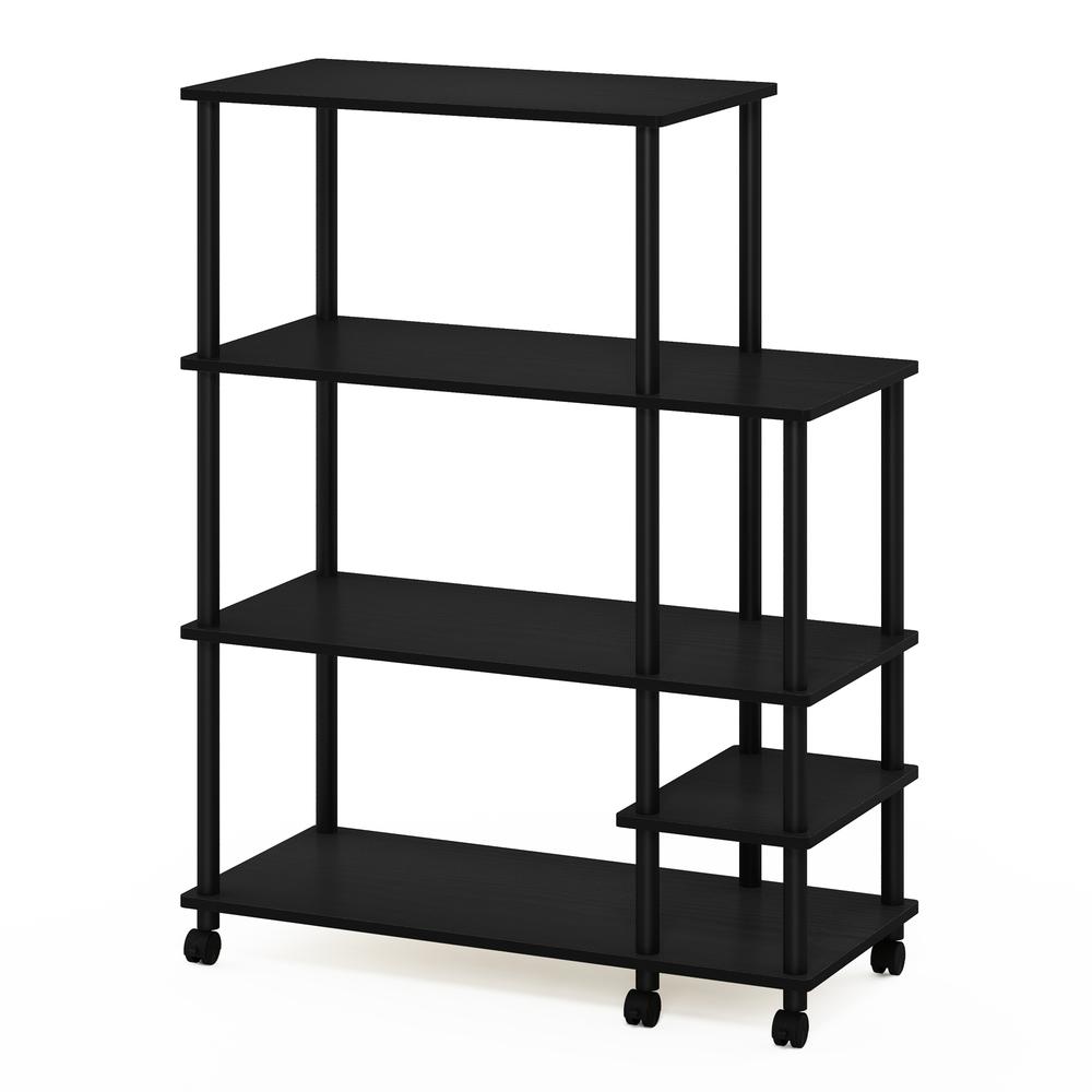Furinno Turn-N-Tube 4-Tier Toolless Kitchen Wide Storage Shelf Cart, Americano/Black. Picture 1