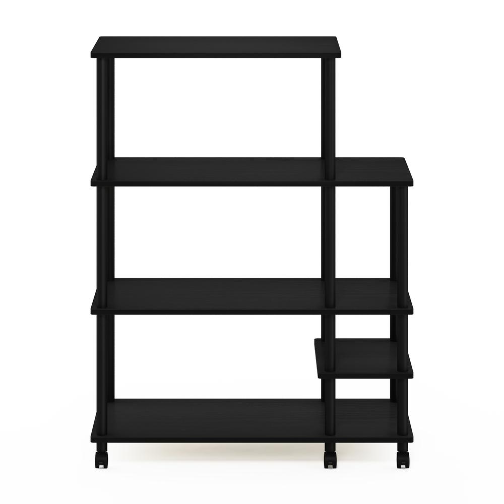 Furinno Turn-N-Tube 4-Tier Toolless Kitchen Wide Storage Shelf Cart, Americano/Black. Picture 3