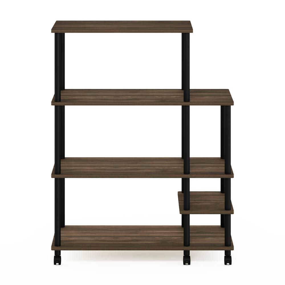 Furinno Turn-N-Tube 4-Tier Toolless Kitchen Wide Storage Shelf Cart, Columbia Walnut/Black. Picture 3