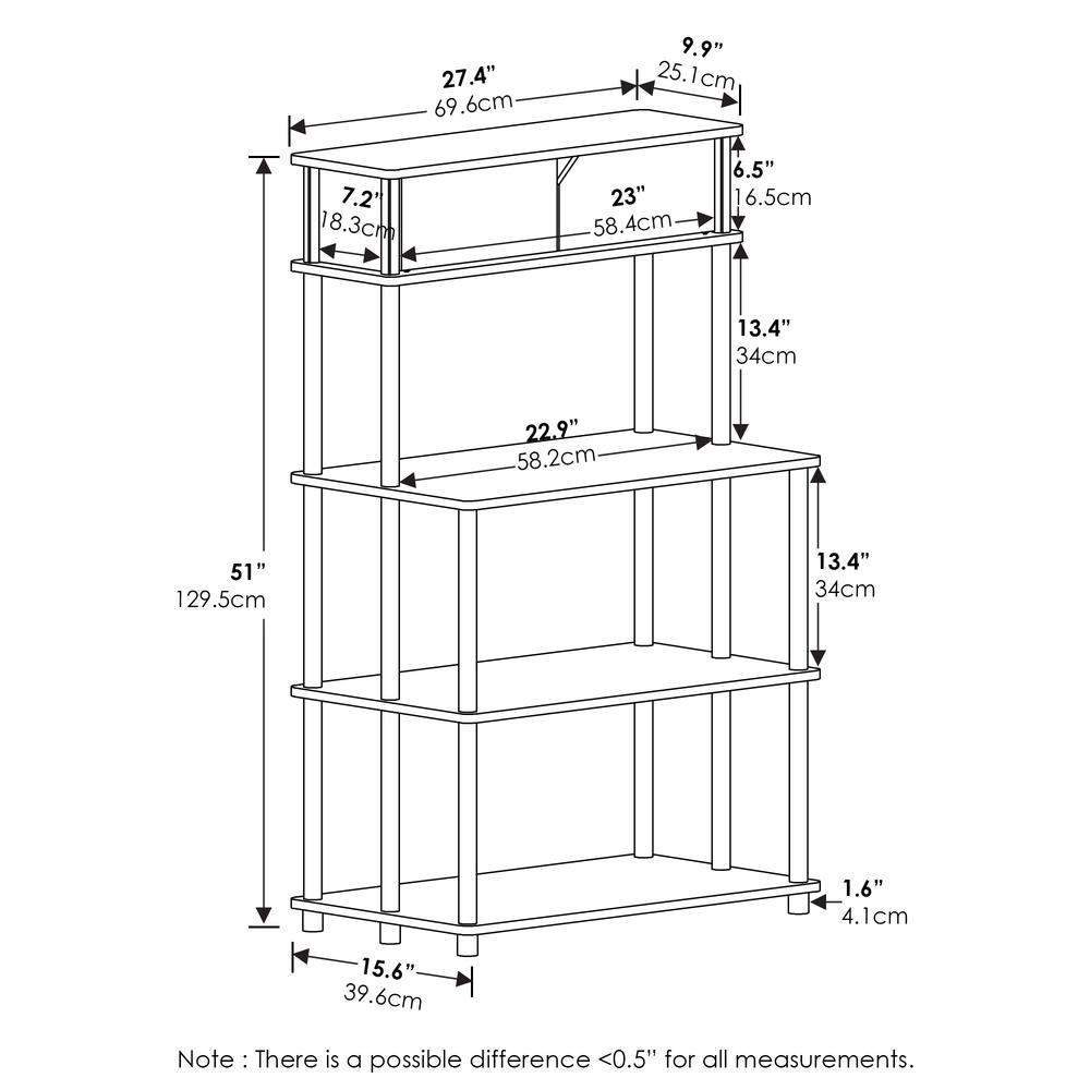 Furinno Turn-N-Tube Toolless Storage Shelf with Top Cabinet, Americano/Black. Picture 2