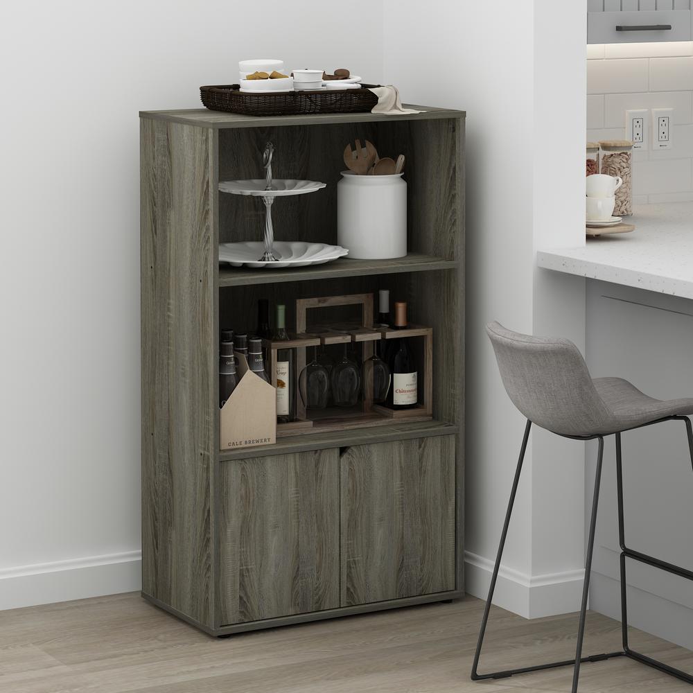 Furinno JAYA Kitchen Storage Shelf with Cabinet, French Oak Grey. Picture 6