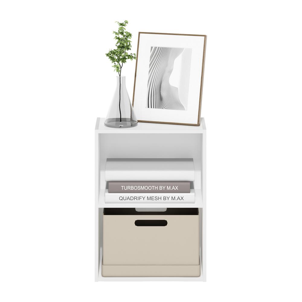 Furinno Luder 2-Tier Open Shelf Bookcase, White. Picture 5