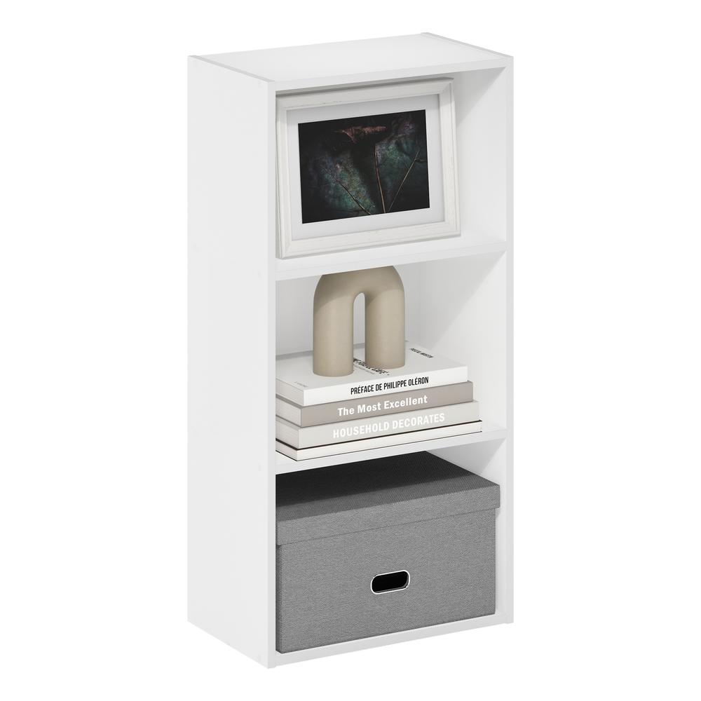 Furinno Luder 3-Tier Open Shelf Bookcase, White. Picture 4