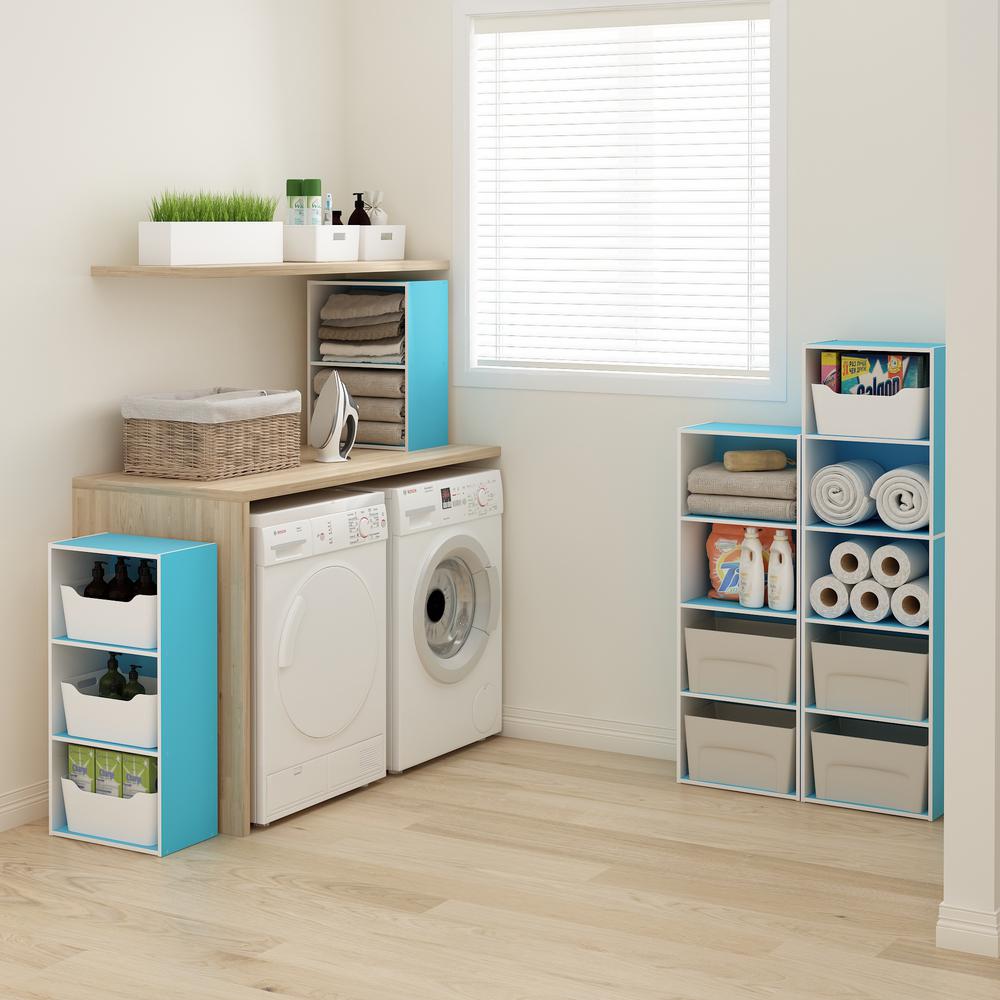 Furinno Luder 3-Tier Open Shelf Bookcase, Light Blue/White. Picture 6
