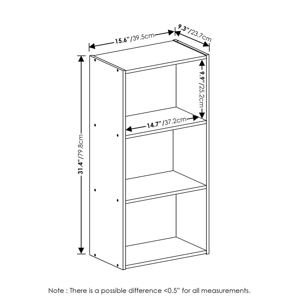 Furinno Luder 3-Tier Open Shelf Bookcase, Light Blue/White. Picture 2