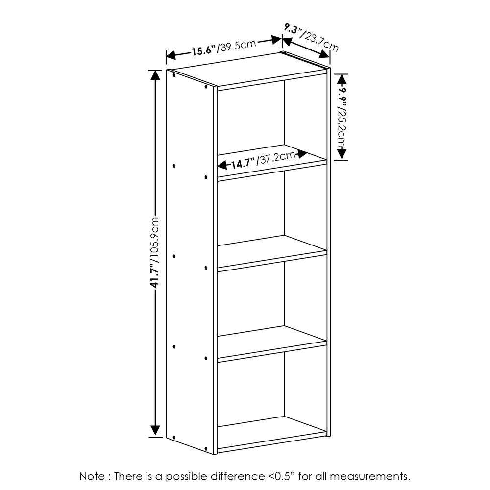 Furinno Luder 4-Tier Open Shelf Bookcase, French Oak. Picture 2
