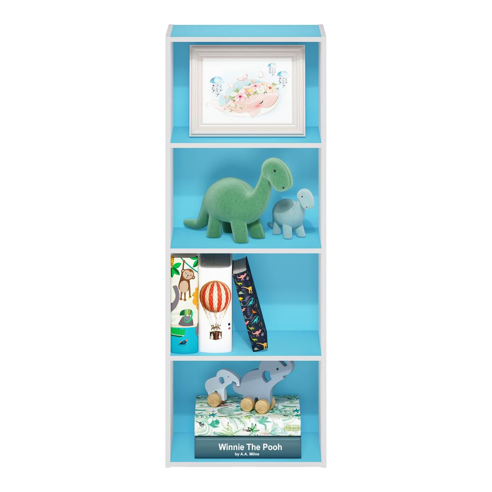 Furinno Luder 4-Tier Open Shelf Bookcase, Light Blue/White. Picture 5
