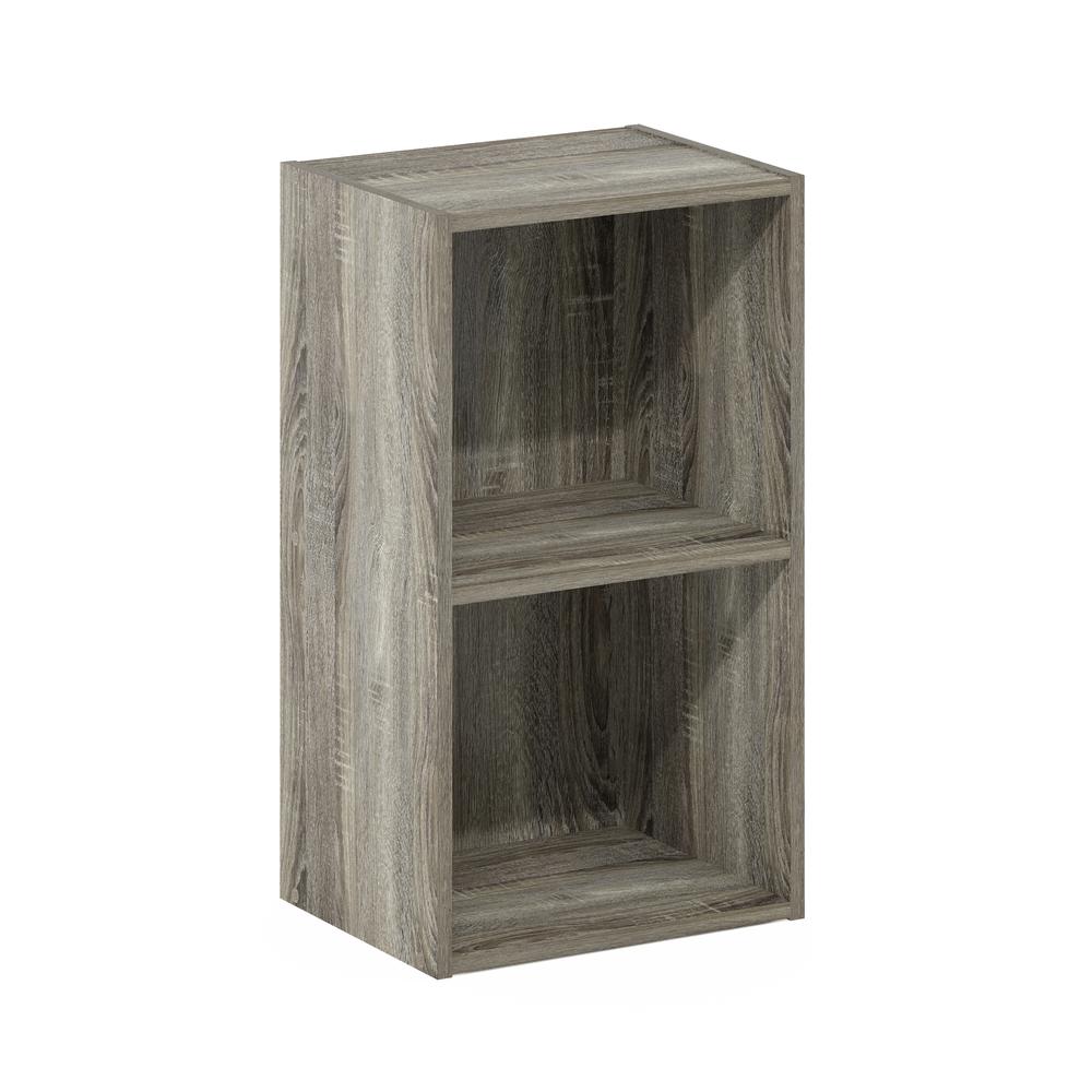 Furinno Pasir 2-Tier Open Shelf Bookcase, French Oak. Picture 1