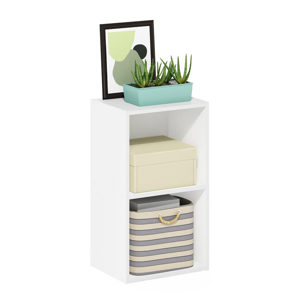 Furinno Pasir 2-Tier Open Shelf Bookcase, White. Picture 4