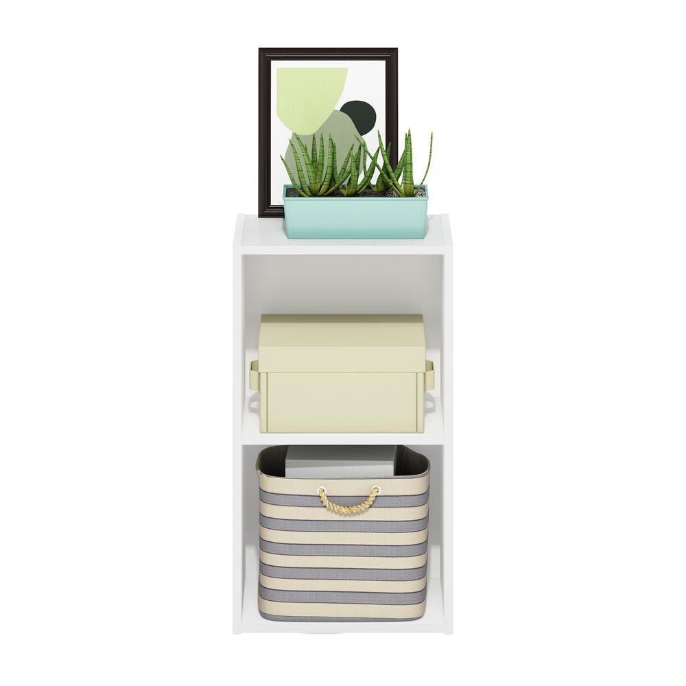 Furinno Pasir 2-Tier Open Shelf Bookcase, White. Picture 5