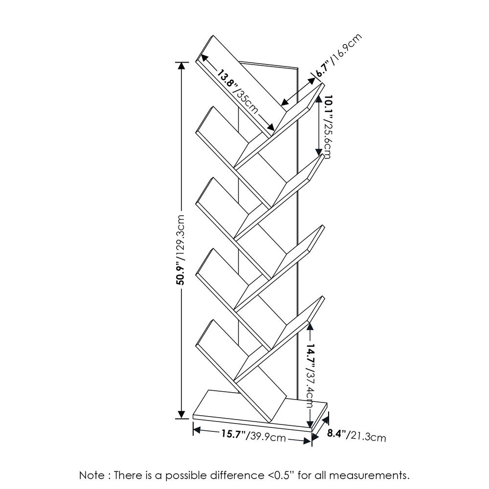 Furinno Tree Bookshelf 9-Tier Floor Standing Tree Bookcase, French Oak. Picture 4