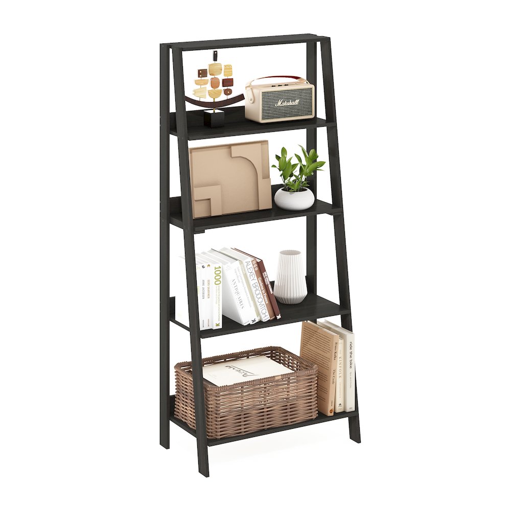 5-Tier Ladder Shelf, Bookshelf, Display Storage Shelves, Black Espresso. Picture 3