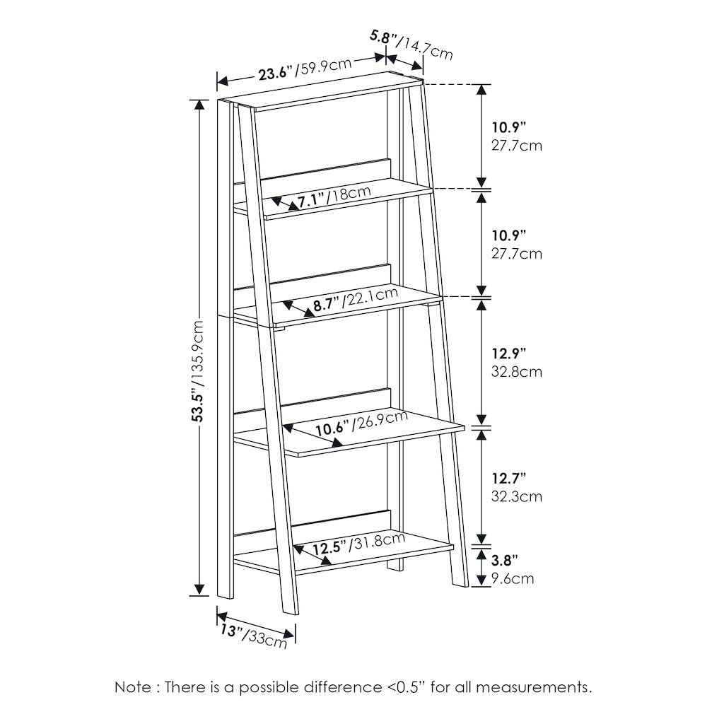 5-Tier Ladder Shelf, Bookshelf, Display Storage Shelves, Black Espresso. Picture 6