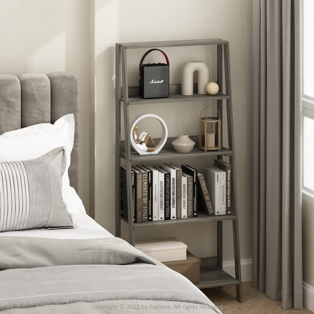 Furinno 5-Tier Ladder Bookcase Display Shelf, French Oak. Picture 6