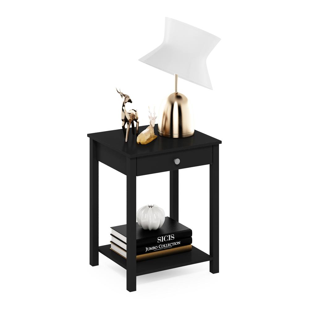 Furinno Classic Side Table with Drawer, Americano. Picture 5