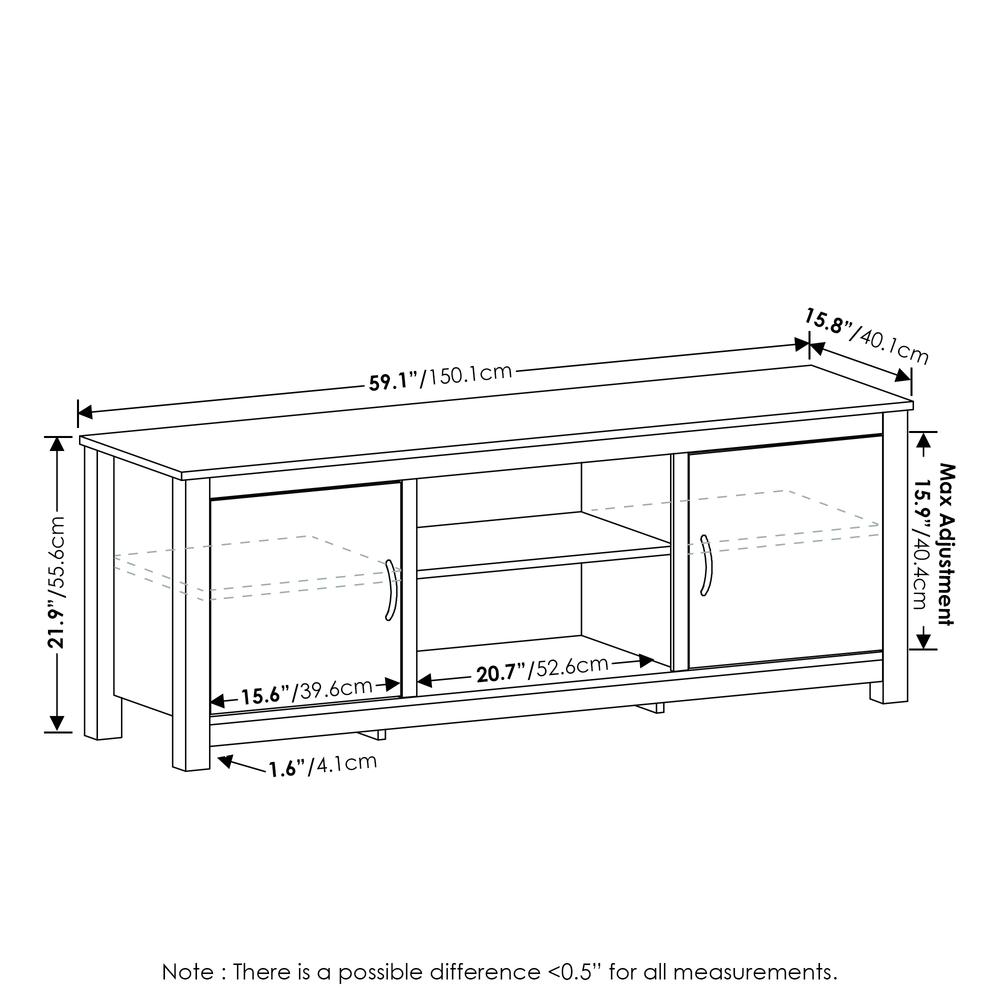 Furinno Classic TV Stand with Storage for TV up to 65 Inch, Americano. Picture 2