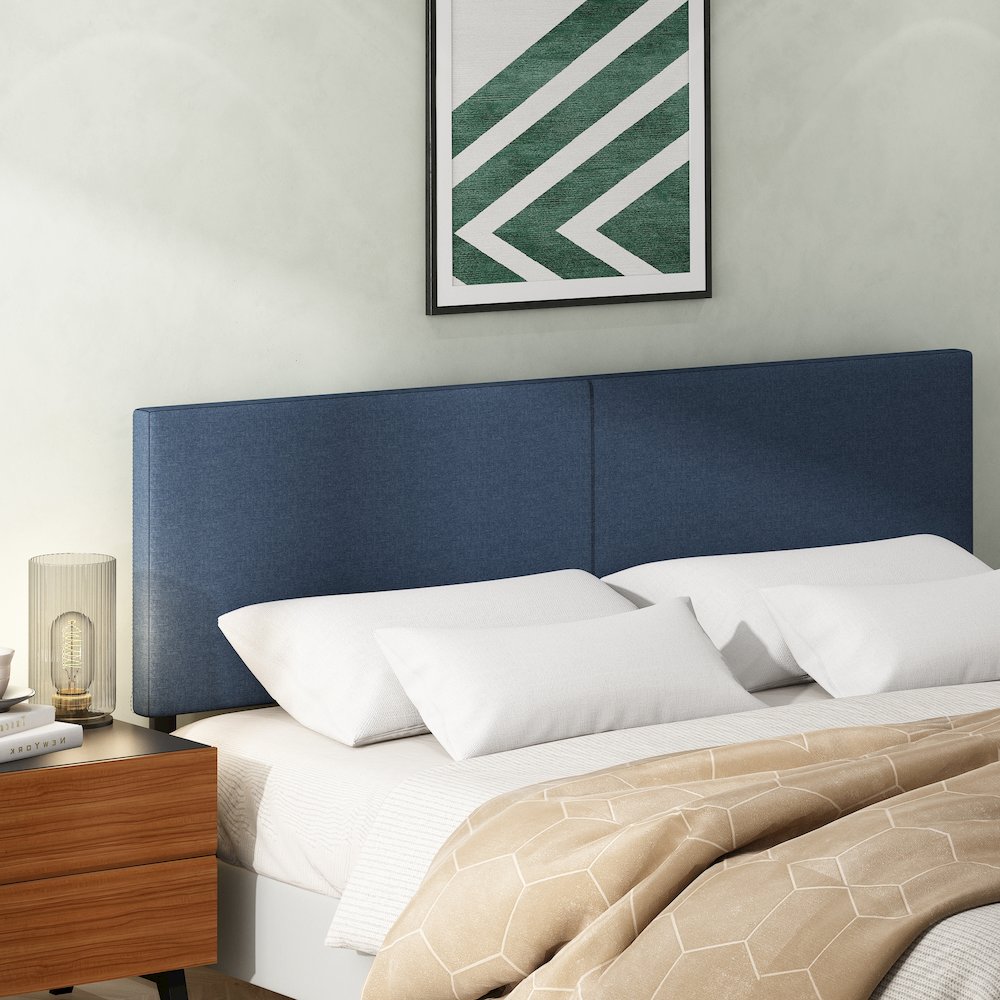 ROANNE King Headboard, Upholstered Tufted Headboard, for Bedroom, Blue Denim. Picture 3